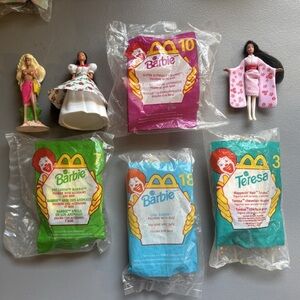 Lot Of 7 Vintage McDonald's 1991 1995 1999 Barbie Miniatures Happy Meals